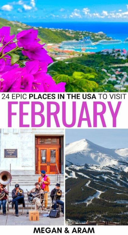 top states to visit in february